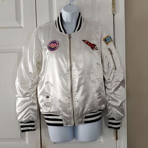 Forever21 Space Patches Y2K Bomber Jacket Sz S NWT